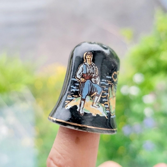 Vintage Greek Peasant Crete Map Thimble - Picture 1 of 8